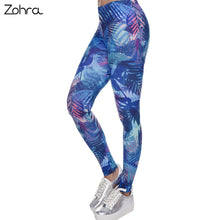 Load image into Gallery viewer, Tropical Leaves  Blue  Leggings