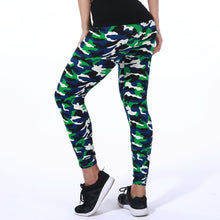 Load image into Gallery viewer, Green/Blue/Gray Camouflage Leggings